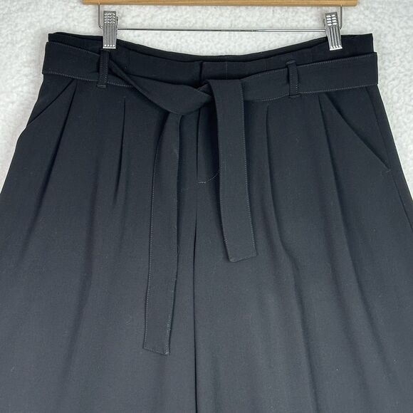 Maeve Anthropologie Tie-Waist Culottes Pants Wide‎ Leg Womens Sz 6 Black Cropped - Picture 3 of 15